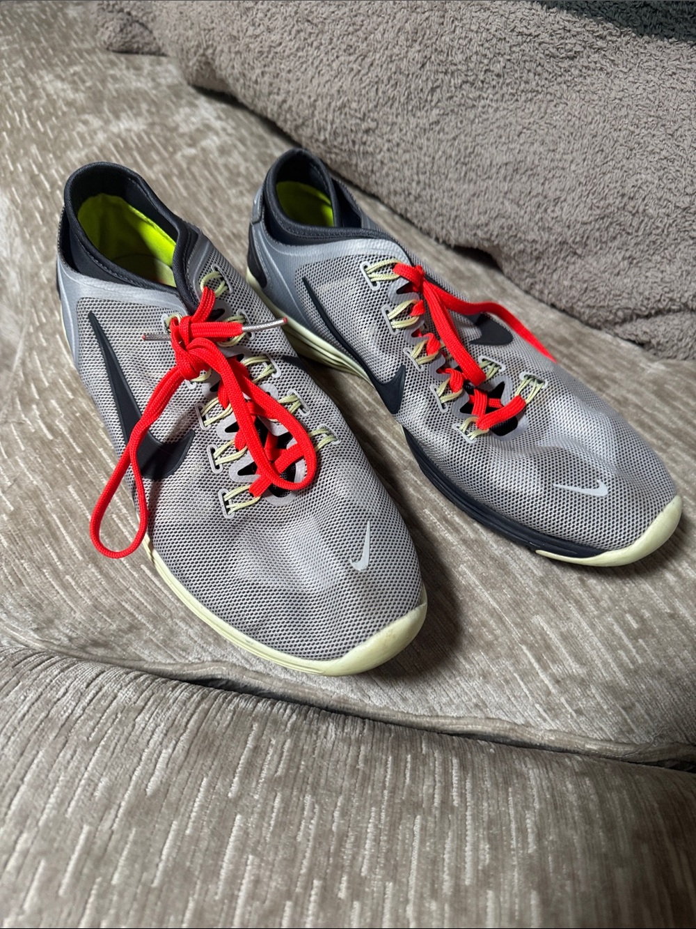 Nike Women’s Lightweight Grey Running Shoes with Red Laces